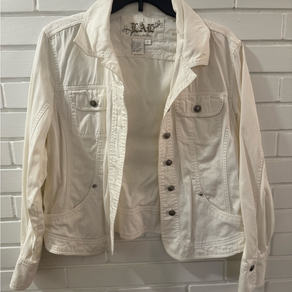 Live a Little Cream Jean Jacket